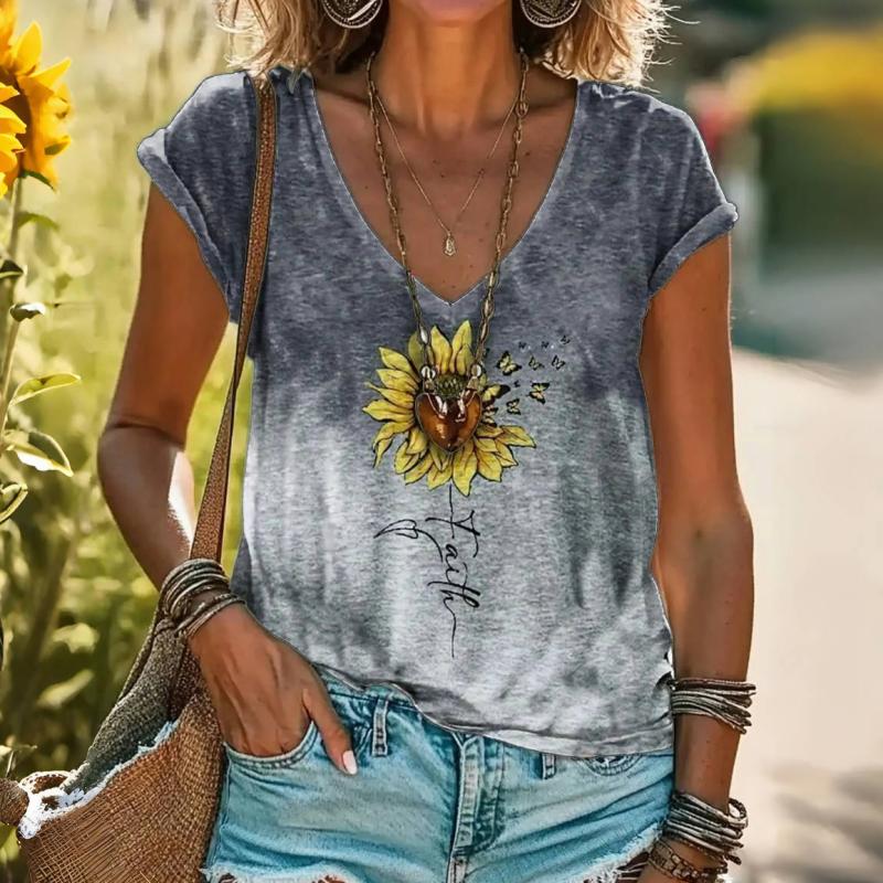 Gradient Floral Print T-Shirt