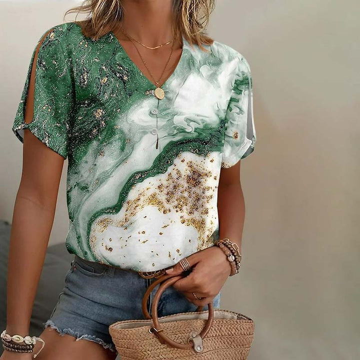 Casual Blouse with Gradient Colors