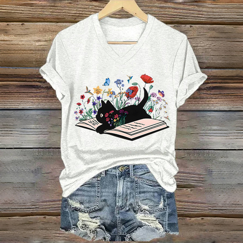 Casual Cat Print T-shirt