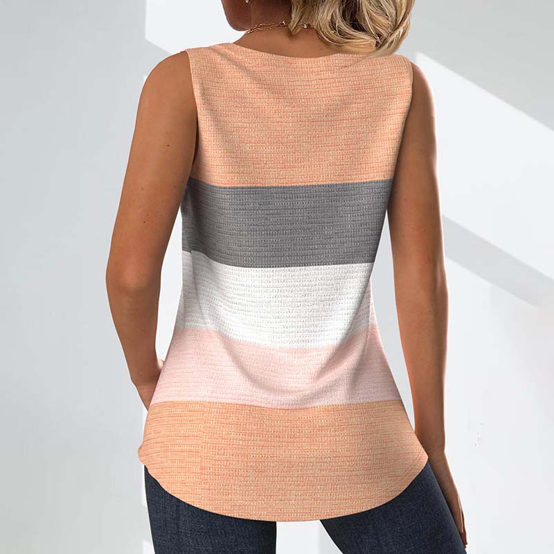 Casual Tank Top with Color Panels