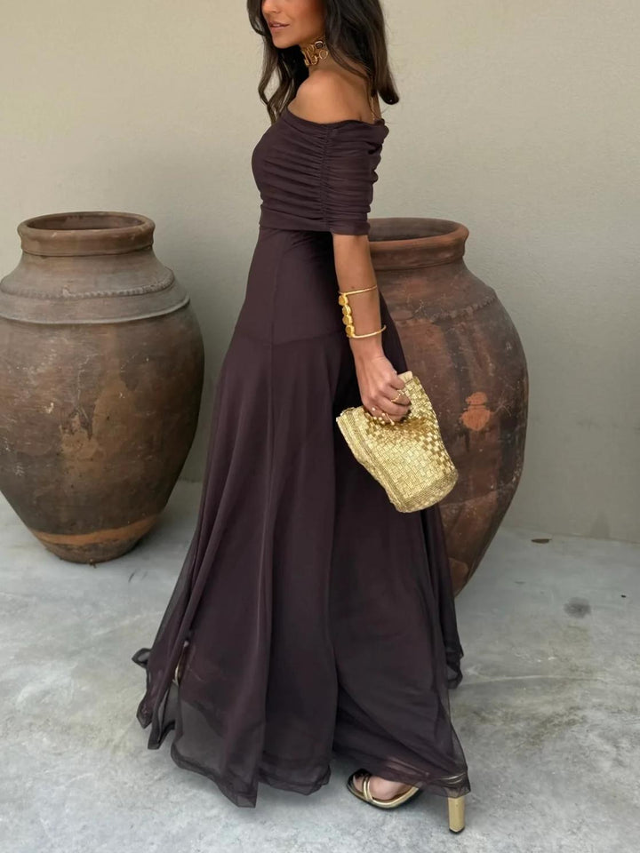 Kiali | Toledo One-Shoulder Mesh Maxi Dress