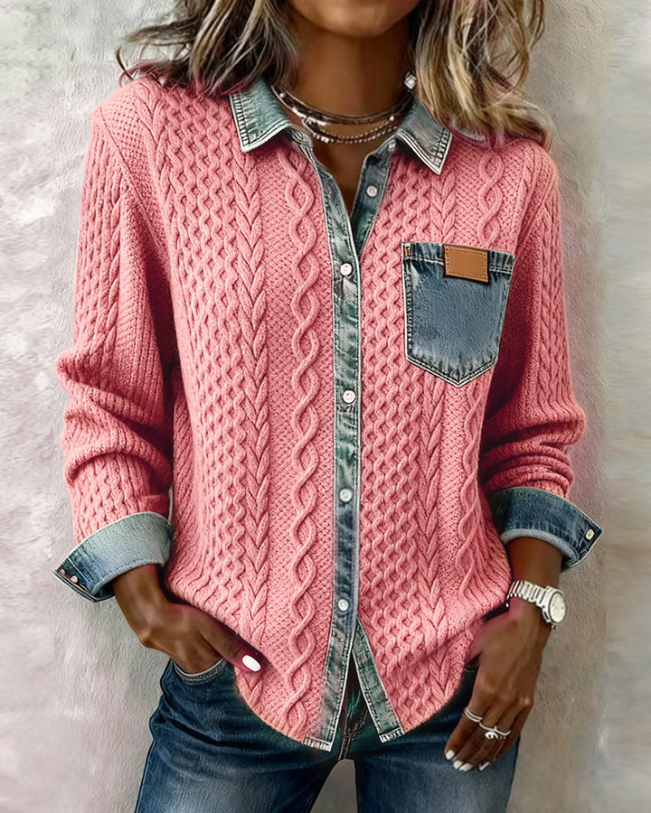 Mary | Long-sleeved shirt with denim details