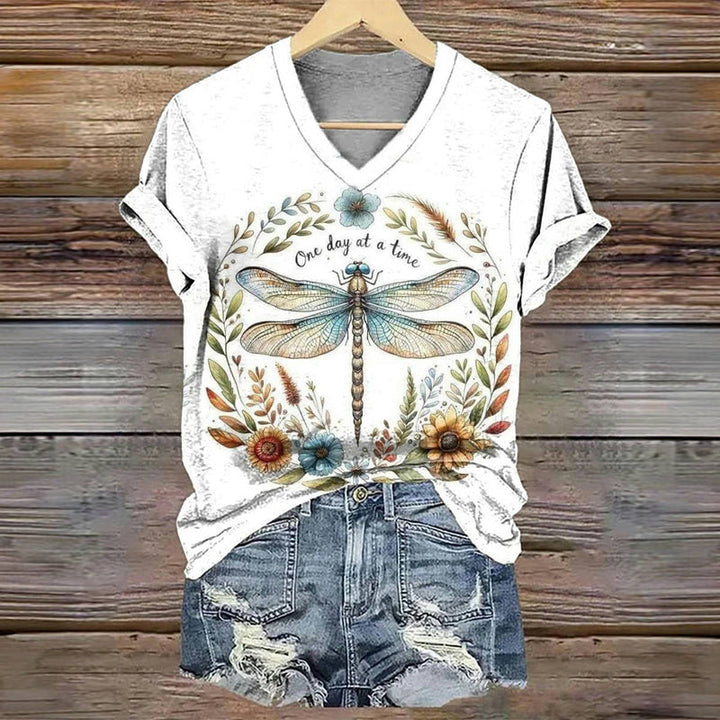 Vintage Dragonfly Print T-shirt