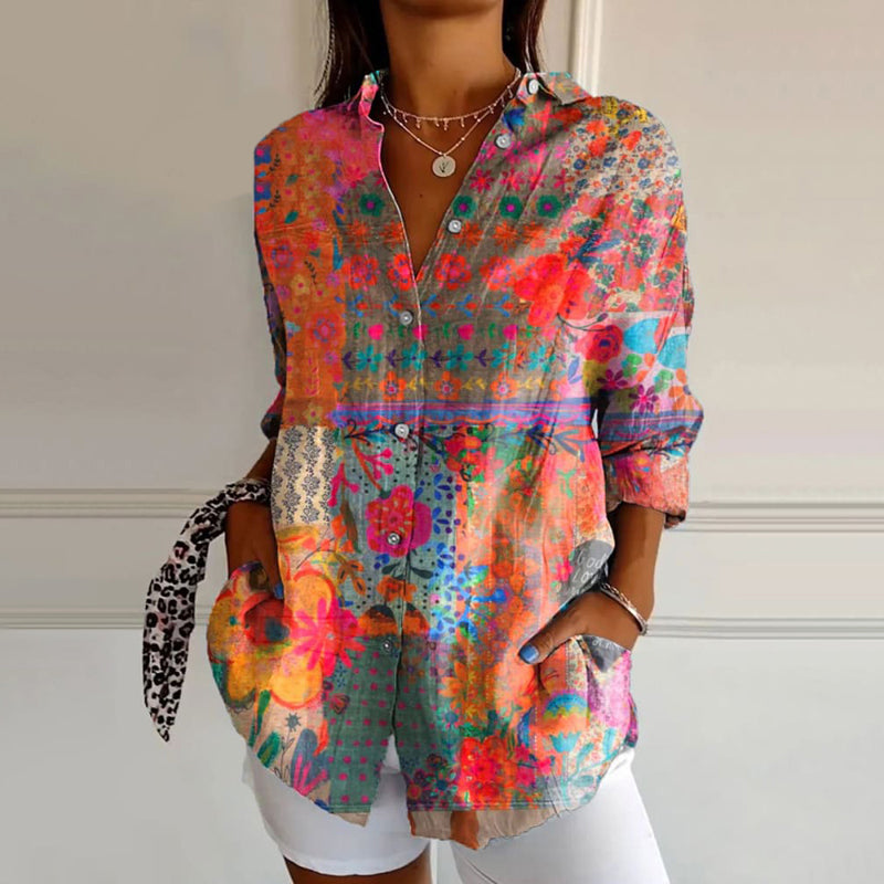 Vintage Blouse with Floral Print