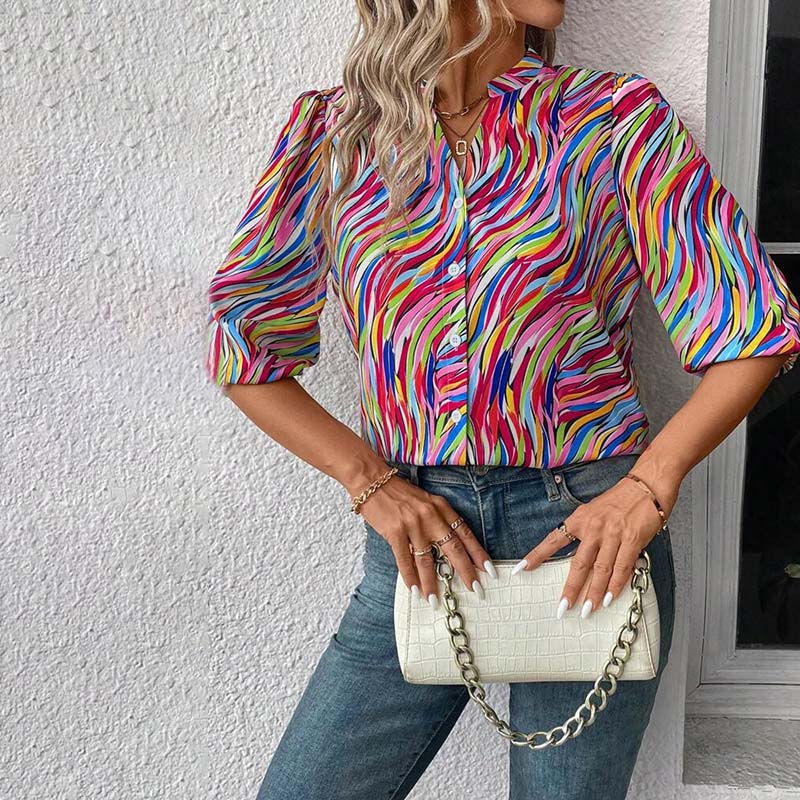 Colorful Blouse with Abstract Print