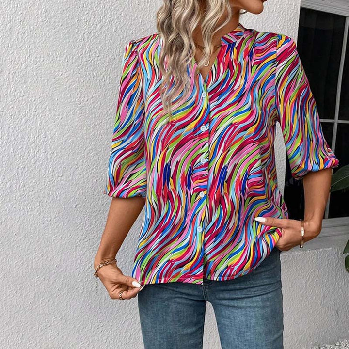 Colorful Blouse with Abstract Print