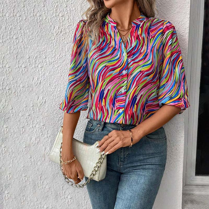 Colorful Blouse with Abstract Print