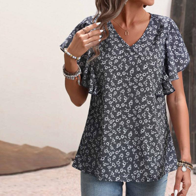Vintage Casual Floral Blouse