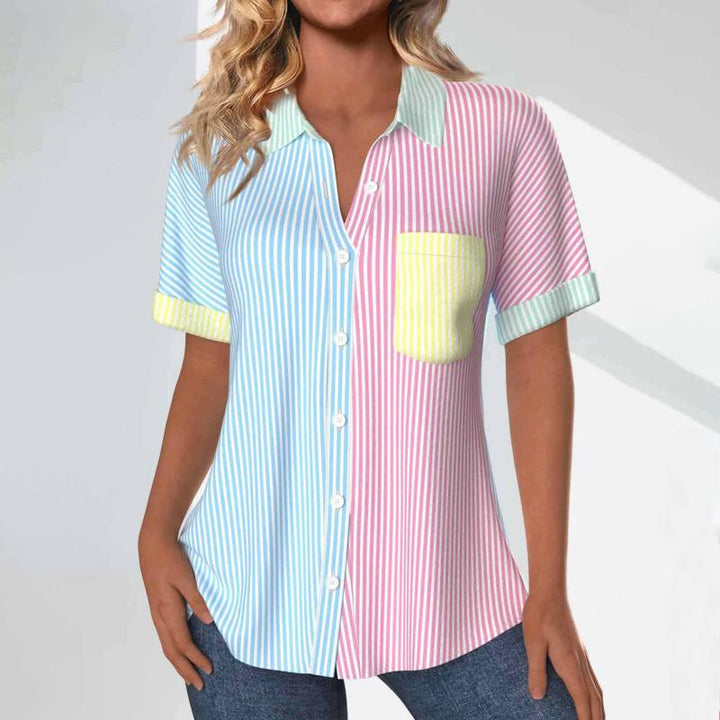 Striped Shirt with Color Blocks