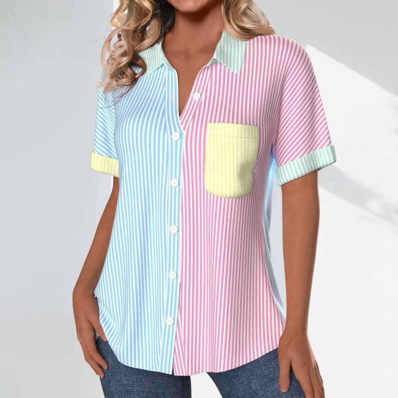 Striped Shirt with Color Blocks