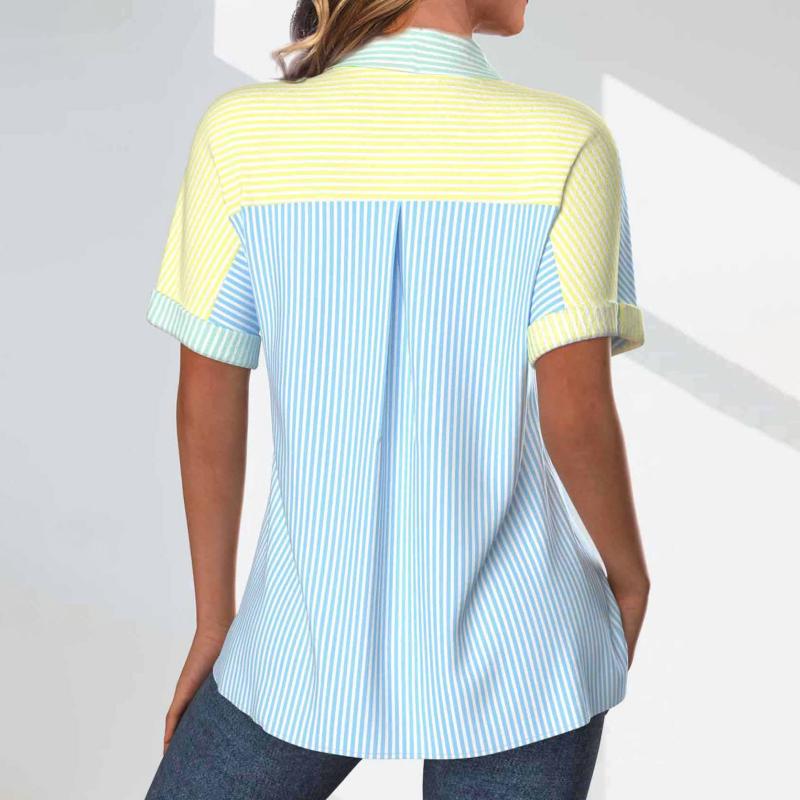 Striped Shirt with Color Blocks