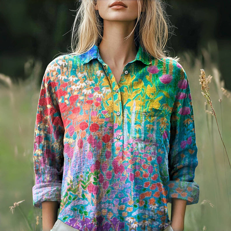 Colorful Blouse with Floral Print