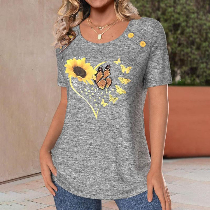 Casual butterfly print t-shirt
