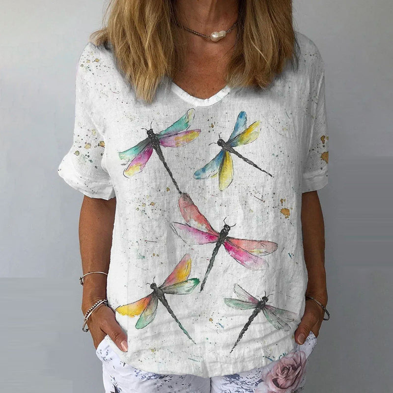 Vintage Dragonfly Print T-Shirt