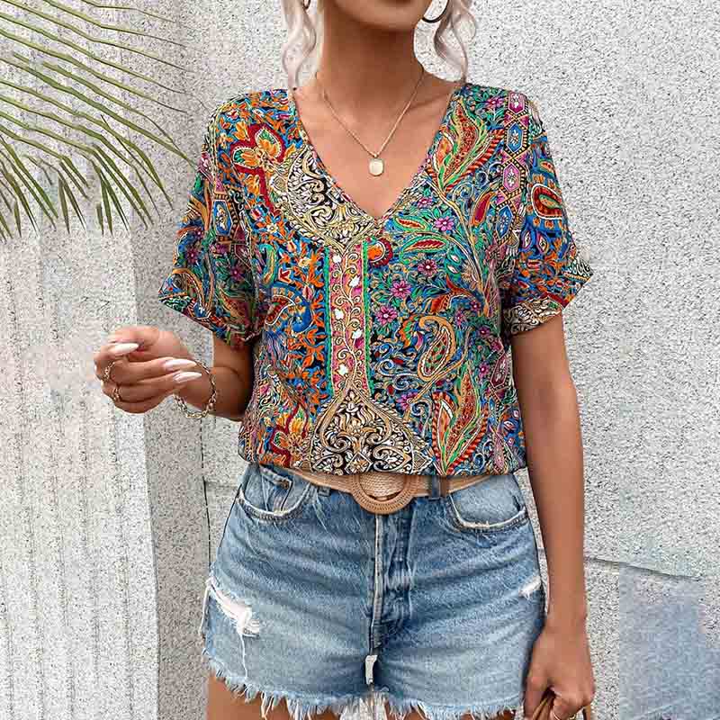 Vintage T-Shirt with Ethnic Print