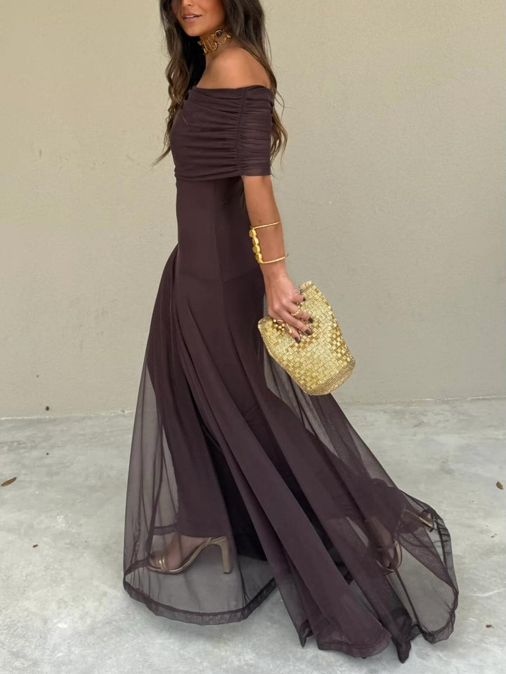 Kiali | Toledo One-Shoulder Mesh Maxi Dress