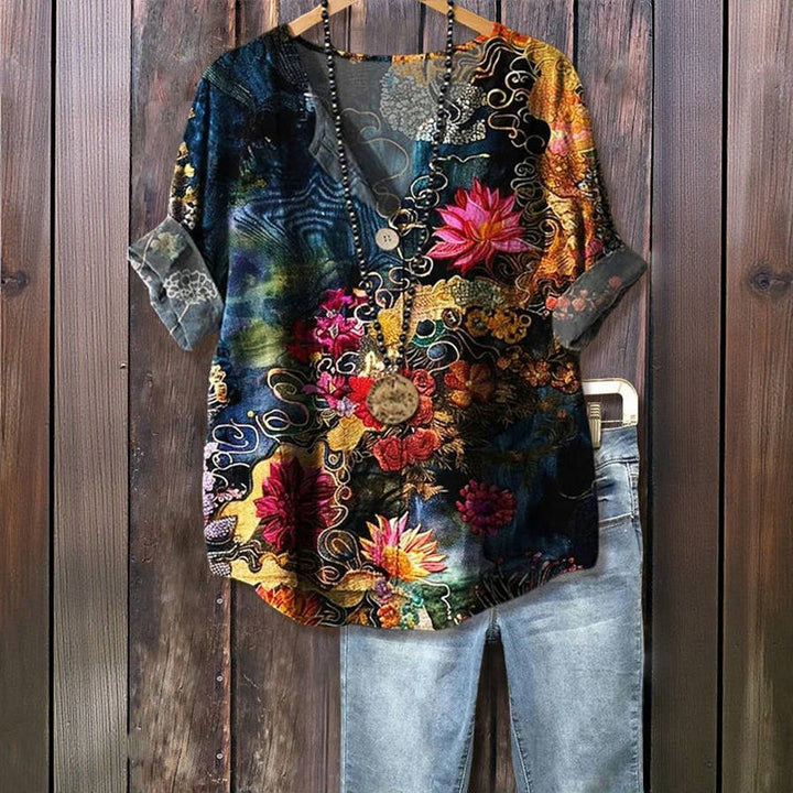 Vintage Blouse with Abstract Print