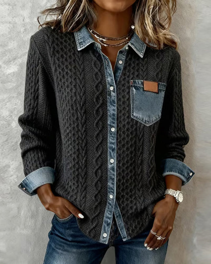 Mary | Long-sleeved shirt with denim details