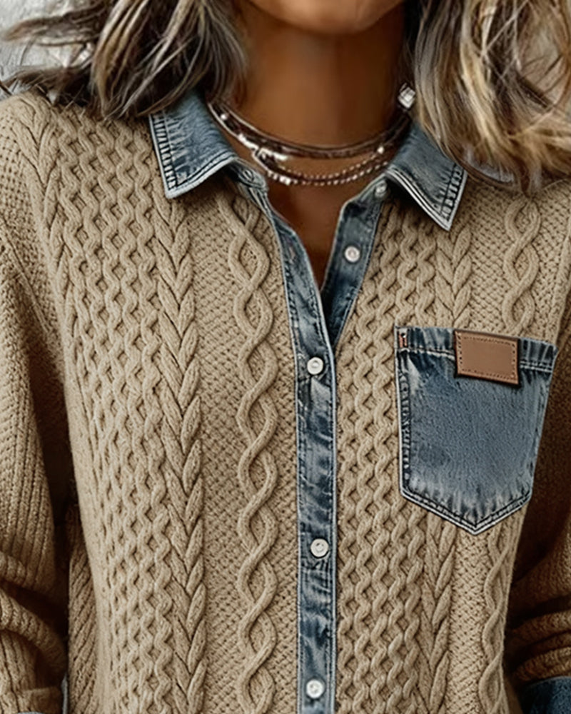 Mary | Long-sleeved shirt with denim details