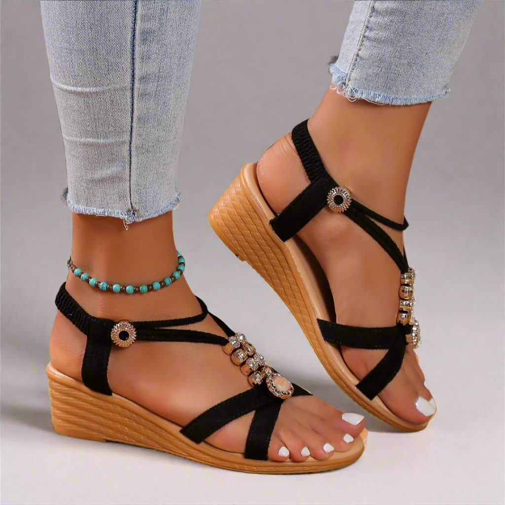 Zina™ | Wedge Heel Sandals with Ankle Strap