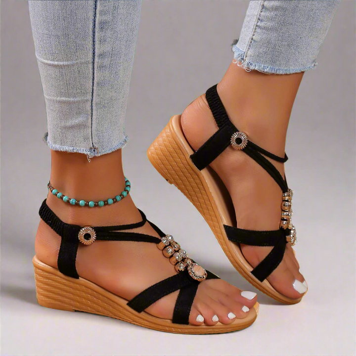Zina™ | Wedge Heel Sandals with Ankle Strap