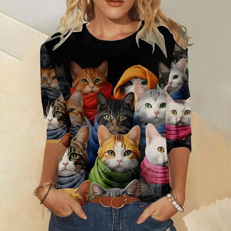 Creative Cat Print T-shirt