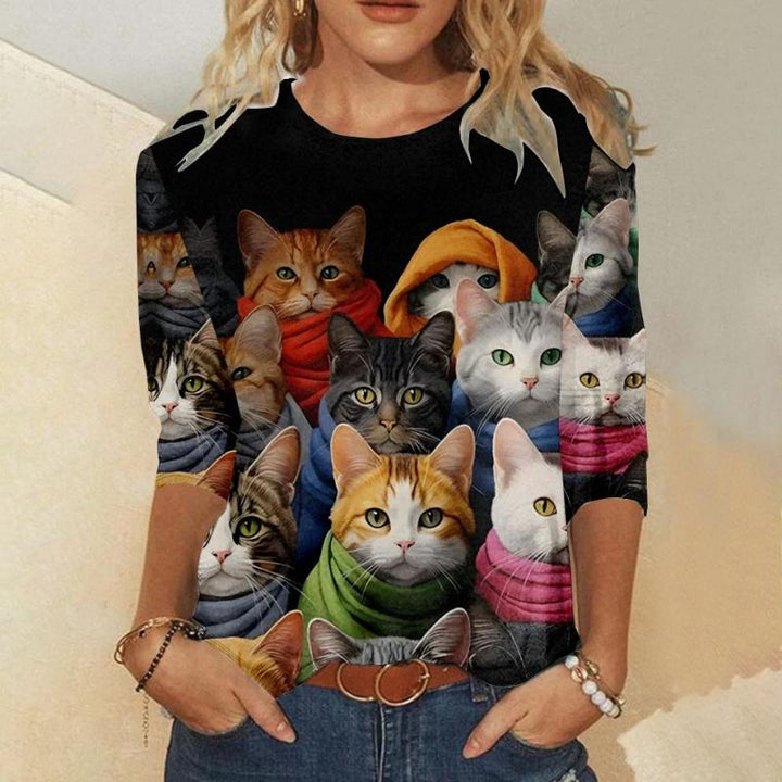 Creative Cat Print T-shirt