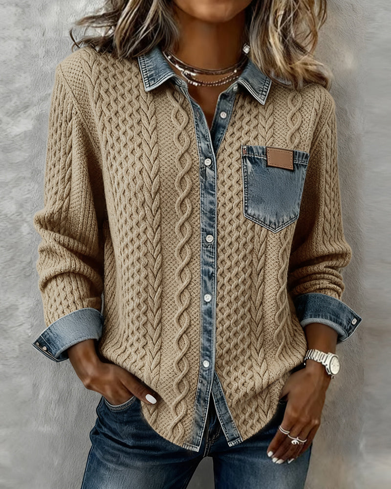 Mary | Long-sleeved shirt with denim details