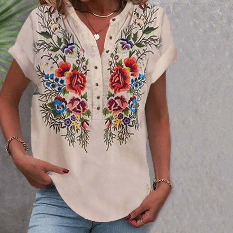 Vintage Blouse with Floral Print
