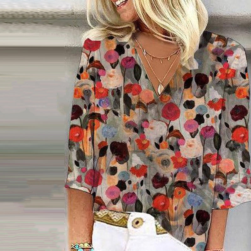 Vintage Floral Print Blouse