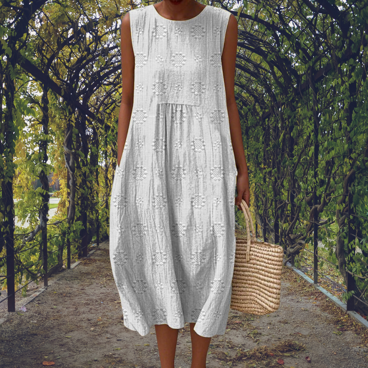 Aikaterini | Elegant sleeveless cotton dress with pockets
