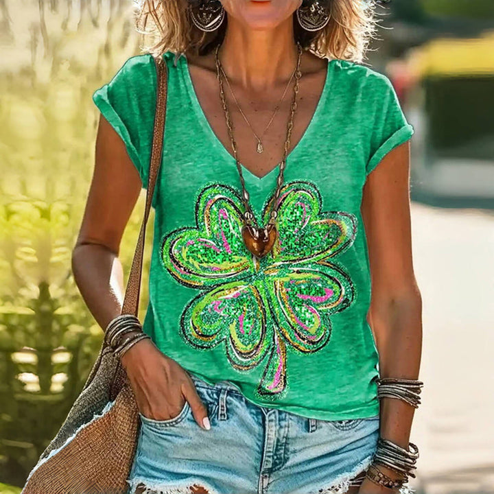 T-Shirt with Clover Print