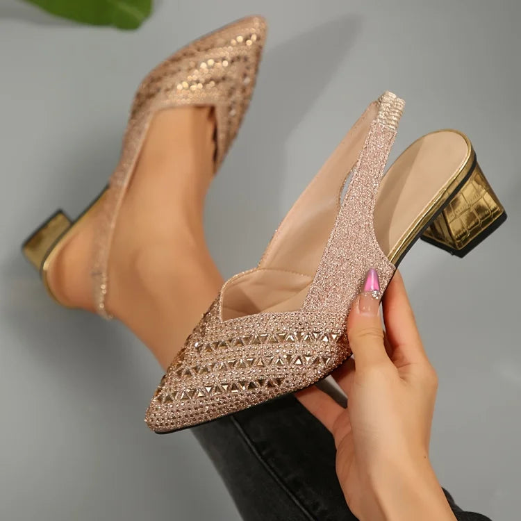 Elvira™ | Strappy Heeled Sandals with Rhinestones