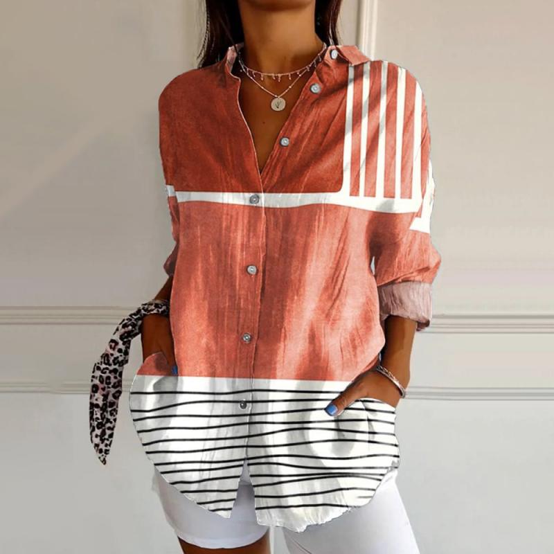 Striped Blouse with Color Blocks
