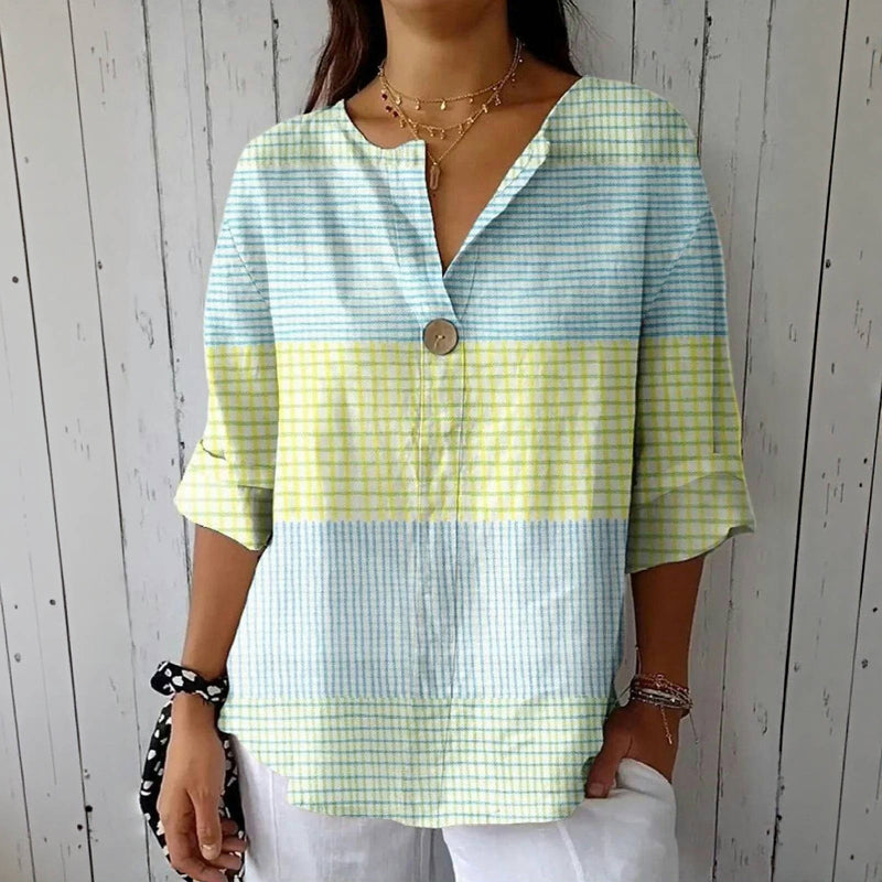 Casual Blouse with Colourblocking
