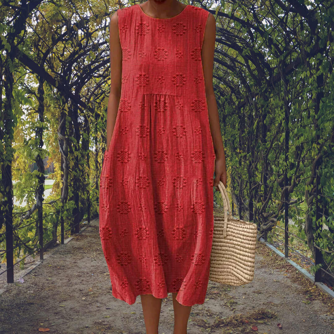 Aikaterini | Elegant sleeveless cotton dress with pockets