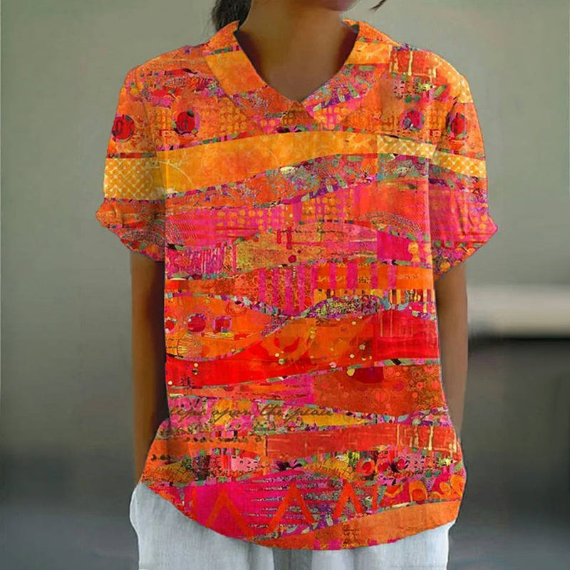 Vintage Blouse with Abstract Print