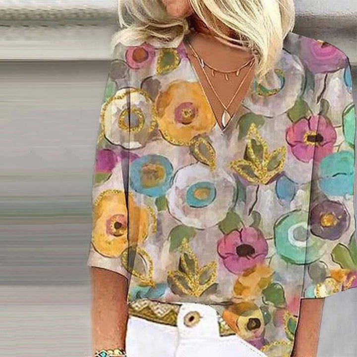 Vintage Floral Print Blouse