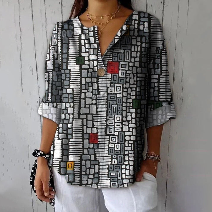 Vintage Blouse with Geometric Print
