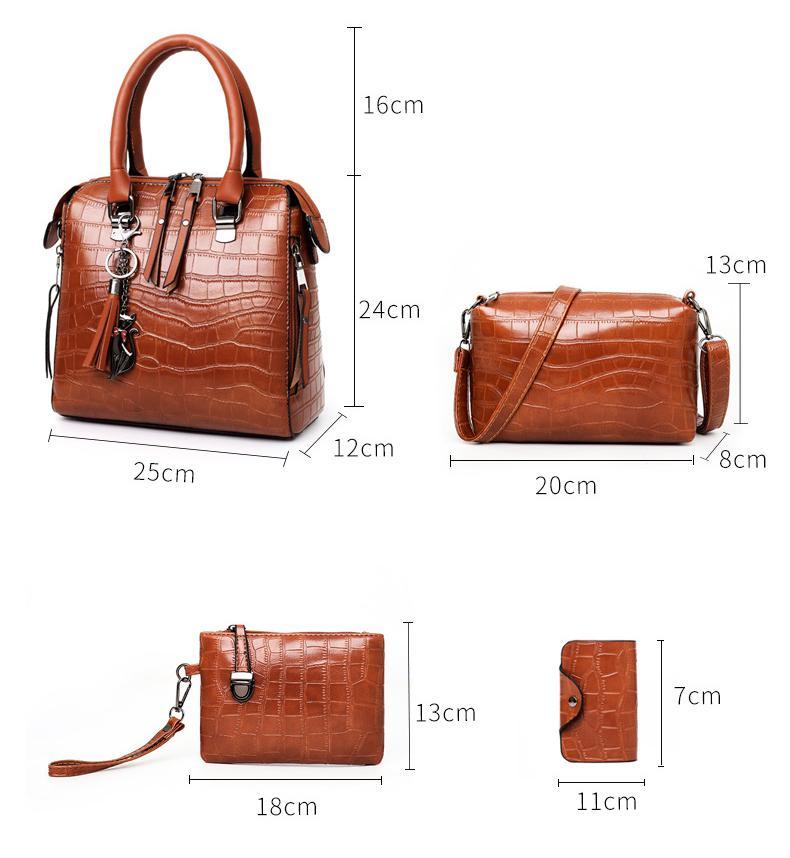 Olivia™ Classic Elegance | Modern 4-Piece Leather Bag Set