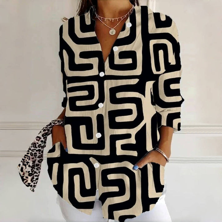 Vintage Blouse with Geometric Print