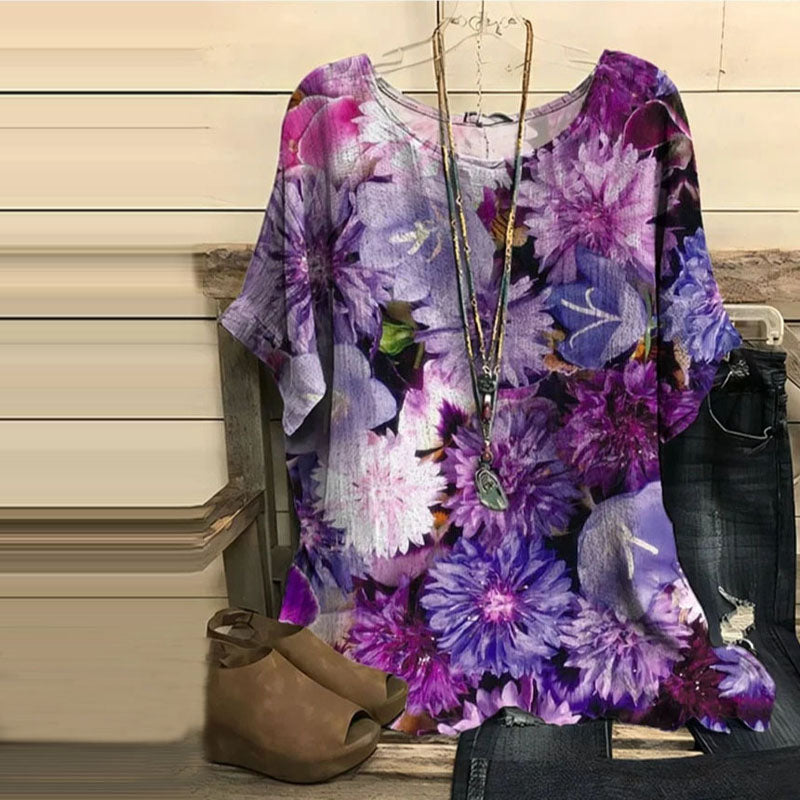 Vintage Floral Print Blouse
