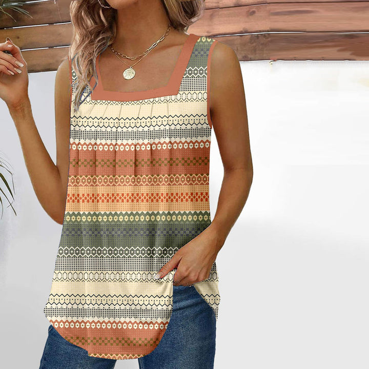 Vintage Tank Top with Geometric Print