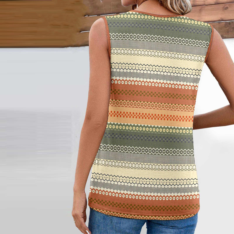 Vintage Tank Top with Geometric Print