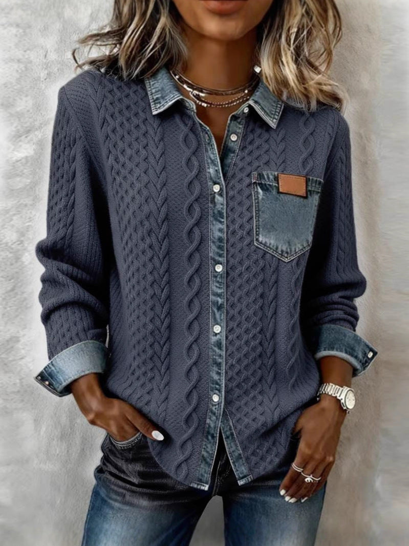 Mary | Long-sleeved shirt with denim details