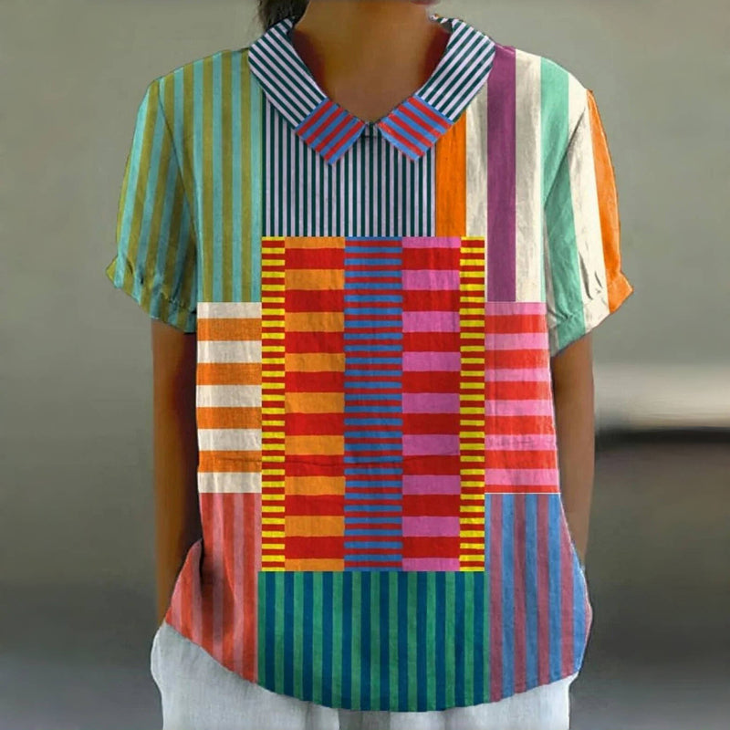 Vintage Colorful Striped Blouse