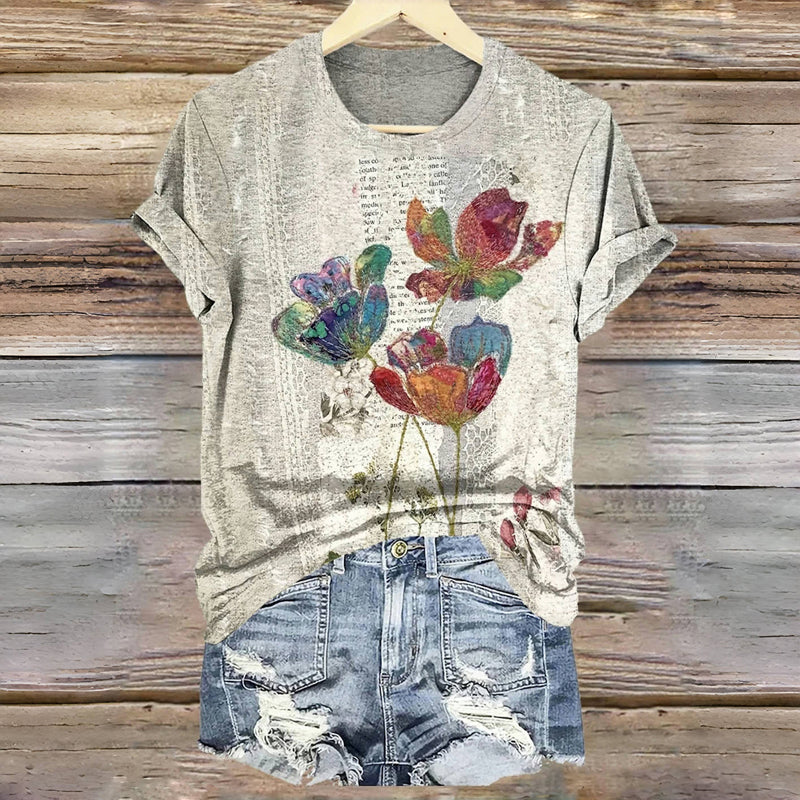 Vintage Floral Print T-Shirt