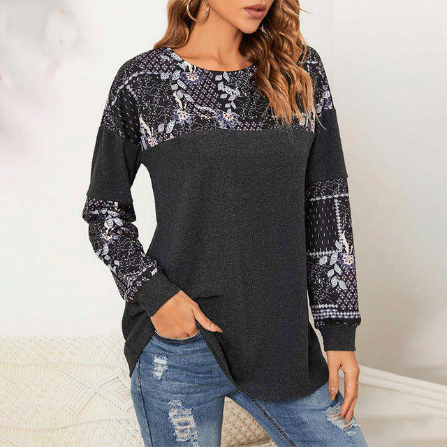 Patchwork T-shirt with floral print