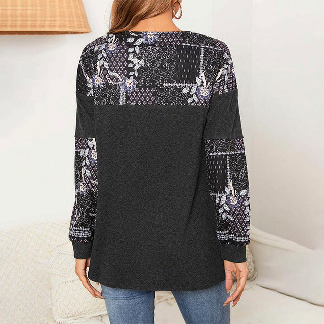 Patchwork T-shirt with floral print