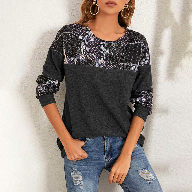 Patchwork T-shirt with floral print